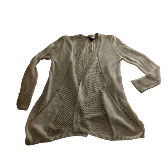 Tahari Crochet Knit Cardigan Women’s Size 1X Tan Oatmeal Plus Size Open Front - Picture 9 of 9